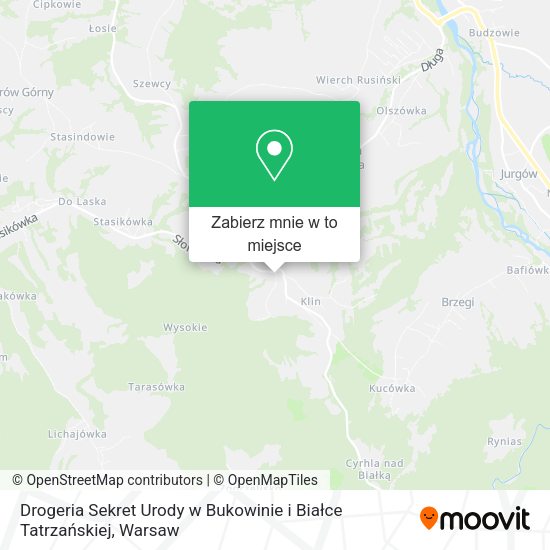 Mapa Drogeria Sekret Urody w Bukowinie i Białce Tatrzańskiej