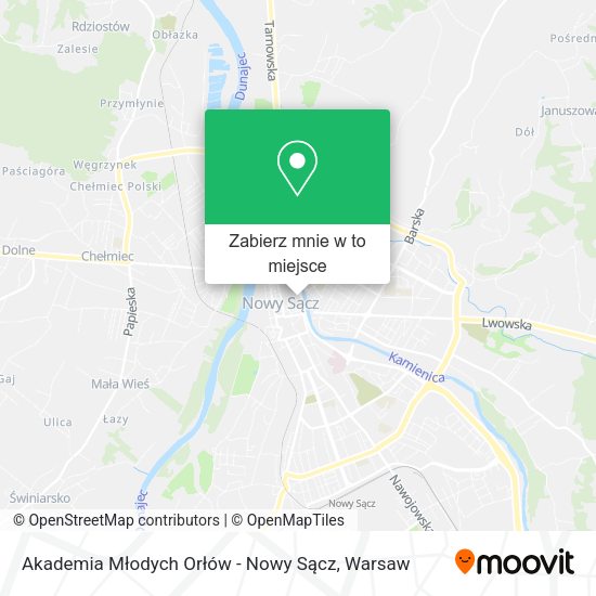 Mapa Akademia Młodych Orłów - Nowy Sącz