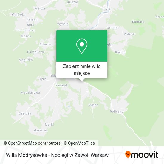 Mapa Willa Modrysówka - Noclegi w Zawoi