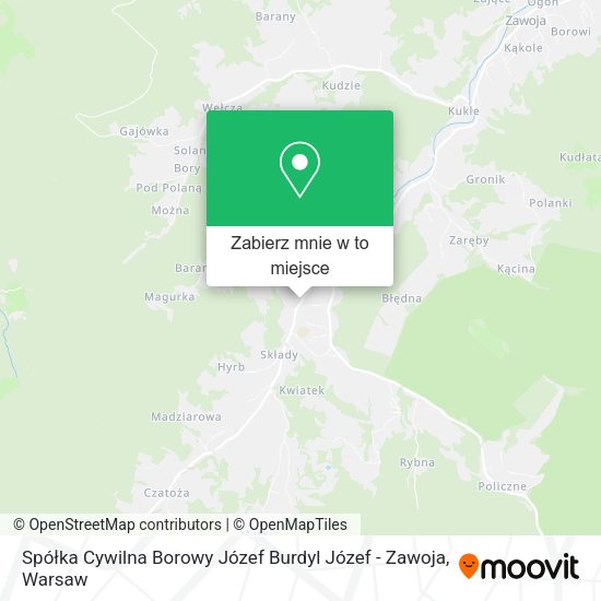 Mapa Spółka Cywilna Borowy Józef Burdyl Józef - Zawoja