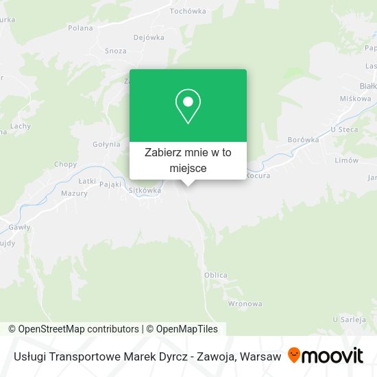 Mapa Usługi Transportowe Marek Dyrcz - Zawoja