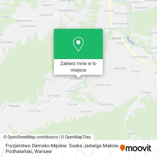 Mapa Fryzjerstwo Damsko-Męskie. Suska Jadwiga Maków Podhalański