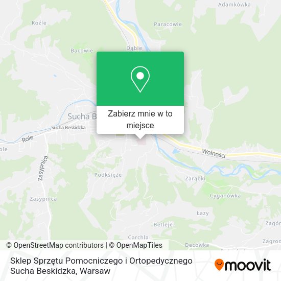 Mapa Sklep Sprzętu Pomocniczego i Ortopedycznego Sucha Beskidzka