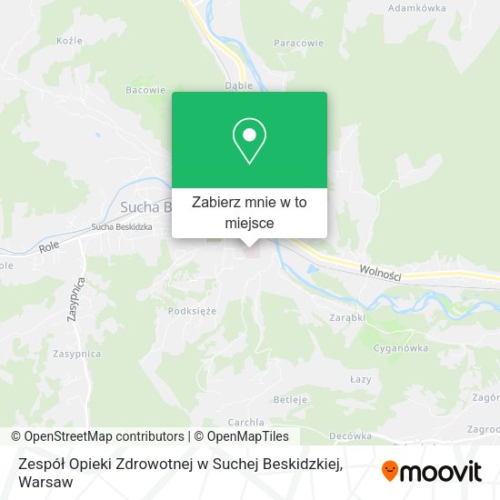 Mapa Zespół Opieki Zdrowotnej w Suchej Beskidzkiej