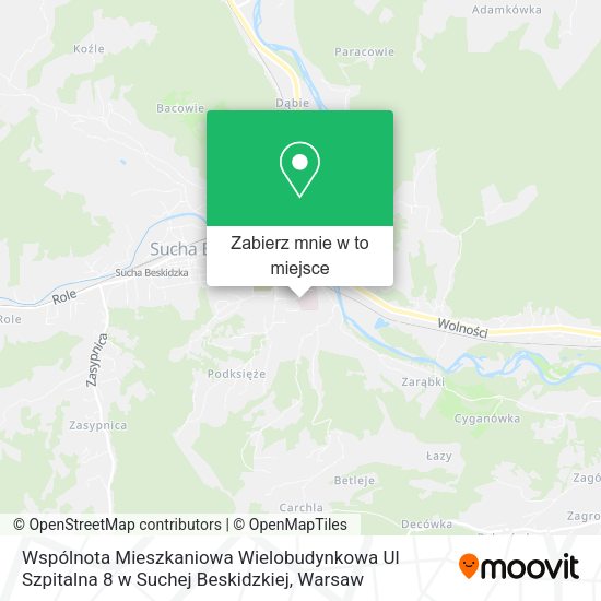 Mapa Wspólnota Mieszkaniowa Wielobudynkowa Ul Szpitalna 8 w Suchej Beskidzkiej