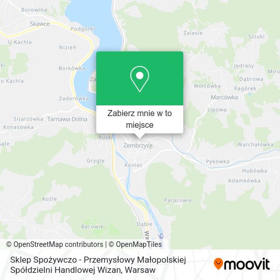 Mapa Sklep Spożywczo - Przemysłowy Małopolskiej Spółdzielni Handlowej Wizan