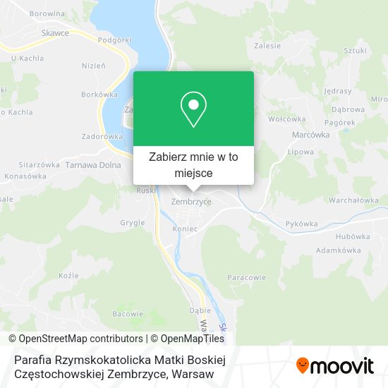 Mapa Parafia Rzymskokatolicka Matki Boskiej Częstochowskiej Zembrzyce