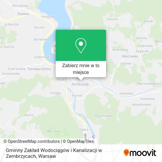 Mapa Gminny Zakład Wodociągów i Kanalizacji w Zembrzycach