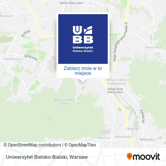 Mapa Uniwersytet Bielsko-Bialski