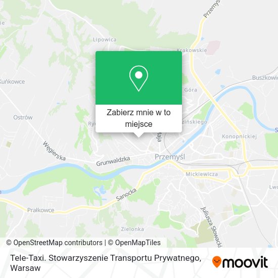 Mapa Tele-Taxi. Stowarzyszenie Transportu Prywatnego