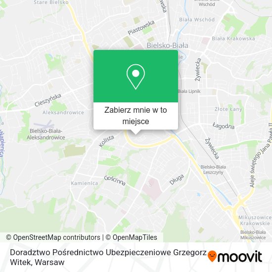 Mapa Doradztwo Pośrednictwo Ubezpieczeniowe Grzegorz Witek