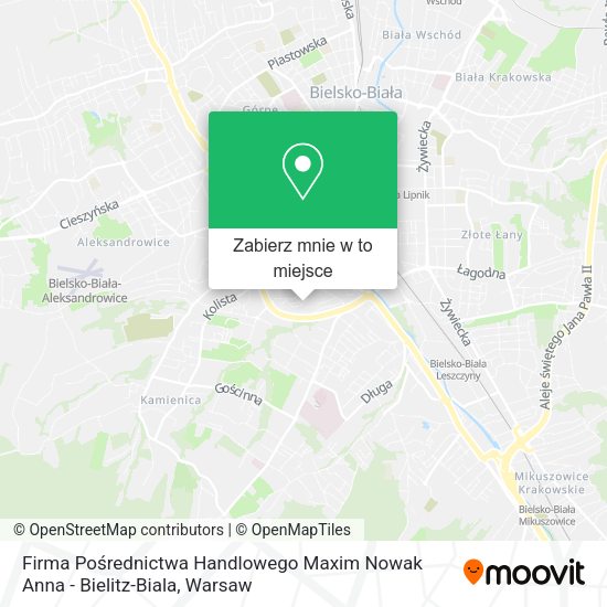 Mapa Firma Pośrednictwa Handlowego Maxim Nowak Anna - Bielitz-Biala