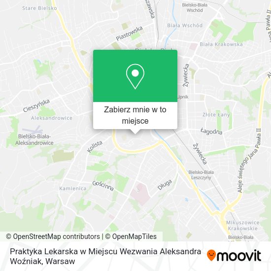 Mapa Praktyka Lekarska w Miejscu Wezwania Aleksandra Woźniak