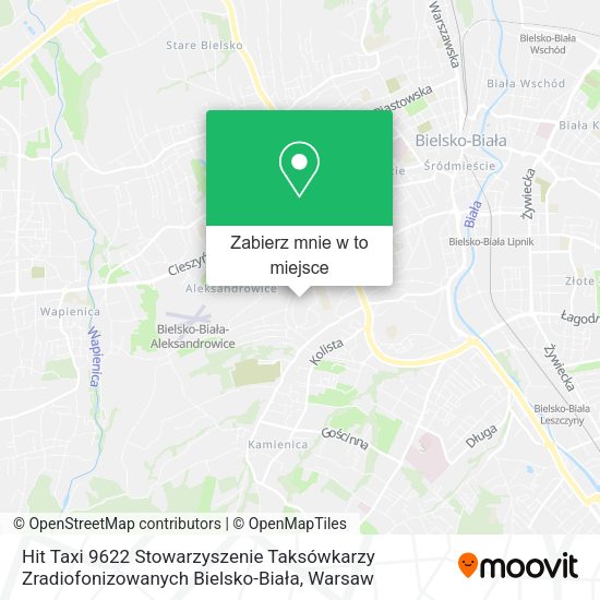 Mapa Hit Taxi 9622 Stowarzyszenie Taksówkarzy Zradiofonizowanych Bielsko-Biała