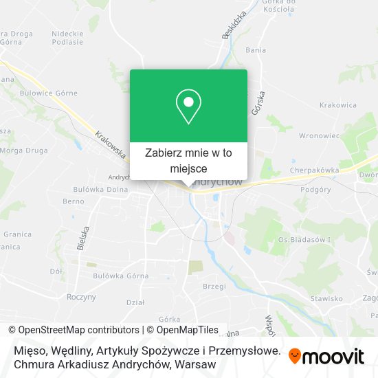 Mapa Mięso, Wędliny, Artykuły Spożywcze i Przemysłowe. Chmura Arkadiusz Andrychów