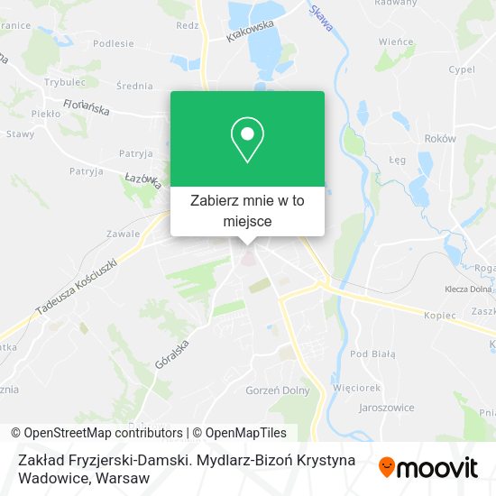 Mapa Zakład Fryzjerski-Damski. Mydlarz-Bizoń Krystyna Wadowice