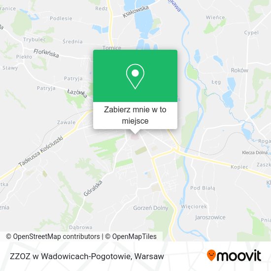 Mapa ZZOZ w Wadowicach-Pogotowie