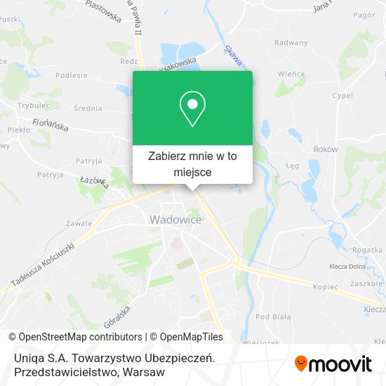 Mapa Uniqa S.A. Towarzystwo Ubezpieczeń. Przedstawicielstwo