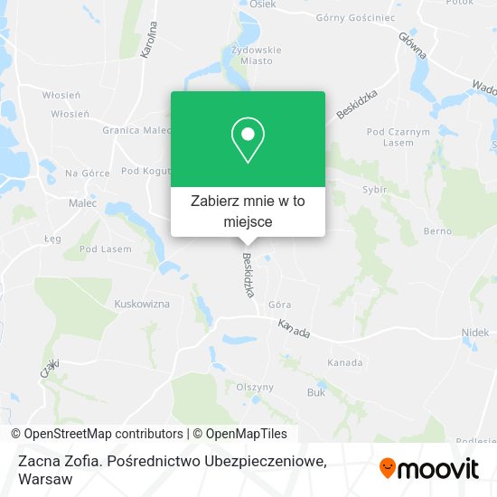 Mapa Zacna Zofia. Pośrednictwo Ubezpieczeniowe