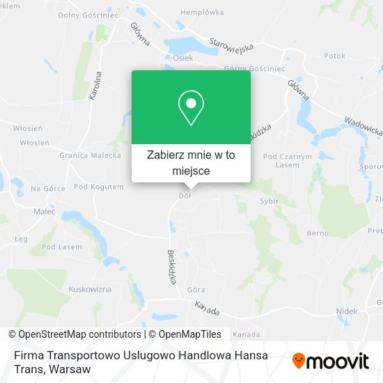 Mapa Firma Transportowo Uslugowo Handlowa Hansa Trans