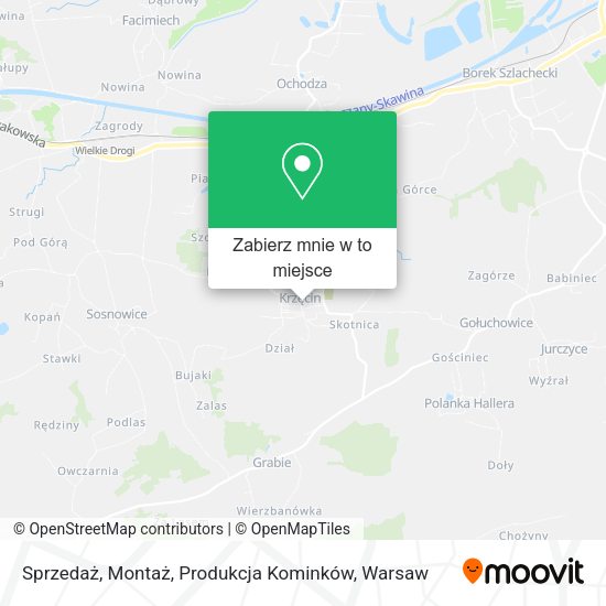 Mapa Sprzedaż, Montaż, Produkcja Kominków