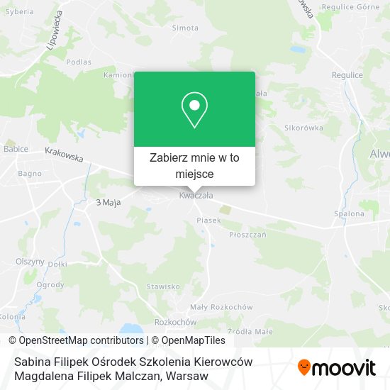 Mapa Sabina Filipek Ośrodek Szkolenia Kierowców Magdalena Filipek Malczan