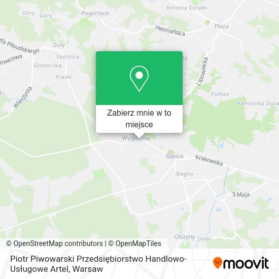 Mapa Piotr Piwowarski Przedsiębiorstwo Handlowo-Usługowe Artel