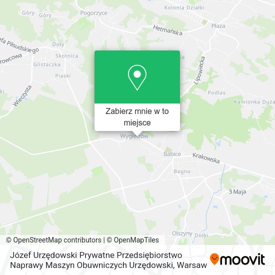 Mapa Józef Urzędowski Prywatne Przedsiębiorstwo Naprawy Maszyn Obuwniczych Urzędowski