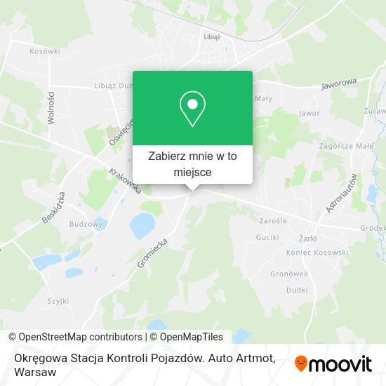 Mapa Okręgowa Stacja Kontroli Pojazdów. Auto Artmot