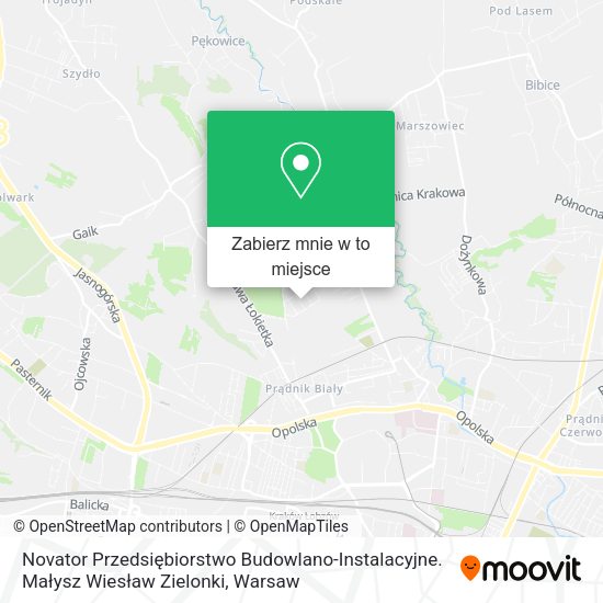 Mapa Novator Przedsiębiorstwo Budowlano-Instalacyjne. Małysz Wiesław Zielonki