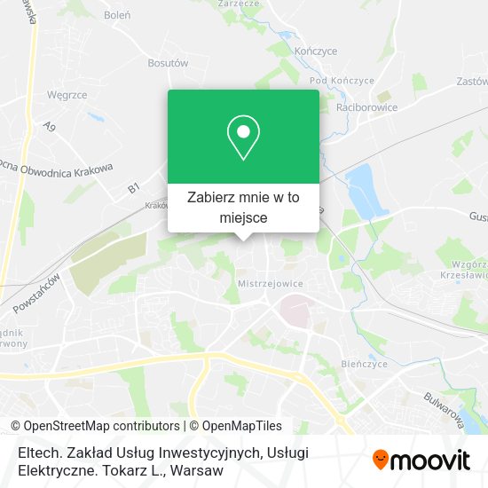 Mapa Eltech. Zakład Usług Inwestycyjnych, Usługi Elektryczne. Tokarz L.