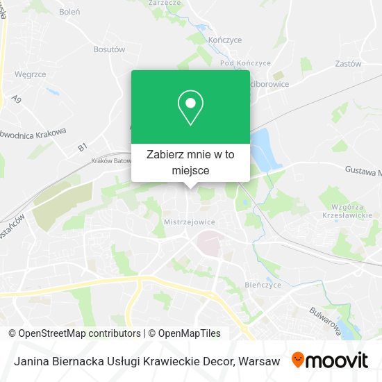 Mapa Janina Biernacka Usługi Krawieckie Decor