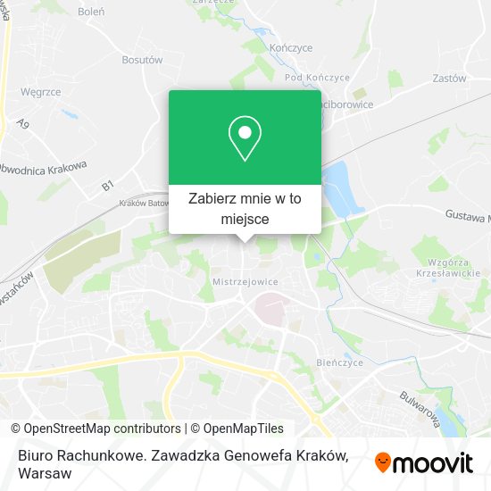 Mapa Biuro Rachunkowe. Zawadzka Genowefa Kraków