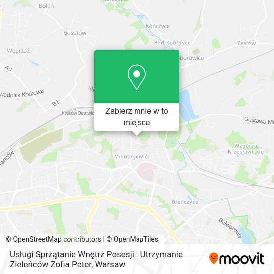 Mapa Usługi Sprzątanie Wnętrz Posesji i Utrzymanie Zieleńców Zofia Peter