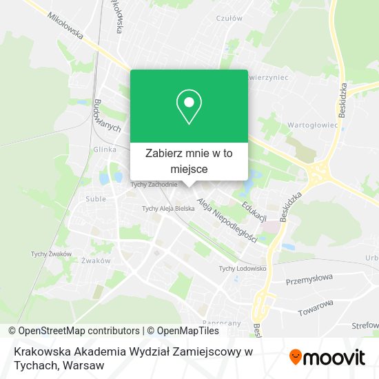 Mapa Krakowska Akademia Wydział Zamiejscowy w Tychach