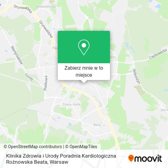 Mapa Klinika Zdrowia i Urody Poradnia Kardiologiczna Rożnowska Beata