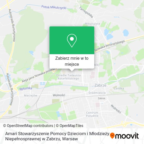 Mapa Amari Stowarzyszenie Pomocy Dzieciom i Młodzieży Niepełnosprawnej w Zabrzu