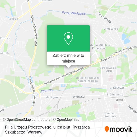 Mapa Filia Urzędu Pocztowego, ulica plut. Ryszarda Szkubacza