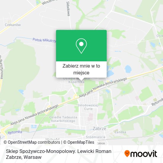 Mapa Sklep Spożywczo-Monopolowy. Lewicki Roman Zabrze