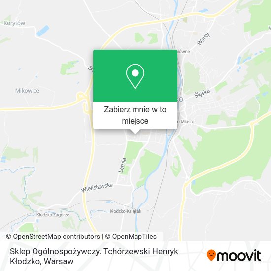 Mapa Sklep Ogólnospożywczy. Tchórzewski Henryk Kłodzko