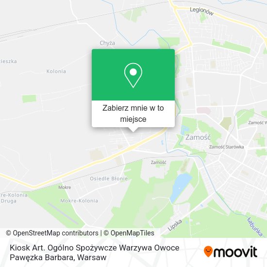 Mapa Kiosk Art. Ogólno Spożywcze Warzywa Owoce Pawęzka Barbara