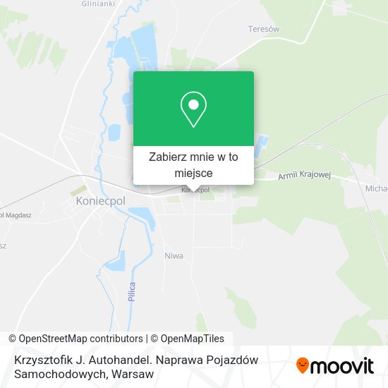 Mapa Krzysztofik J. Autohandel. Naprawa Pojazdów Samochodowych