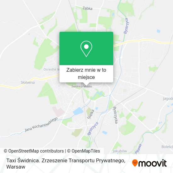 Mapa Taxi Świdnica. Zrzeszenie Transportu Prywatnego