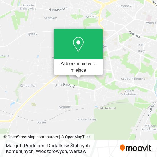 Mapa Margot. Producent Dodatków Ślubnych, Komunijnych, Wieczorowych