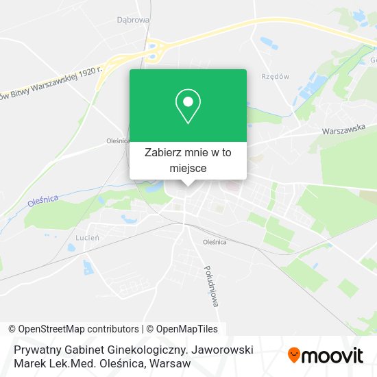 Mapa Prywatny Gabinet Ginekologiczny. Jaworowski Marek Lek.Med. Oleśnica