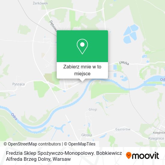 Mapa Fredzia Sklep Spożywczo-Monopolowy. Bobkiewicz Alfreda Brzeg Dolny