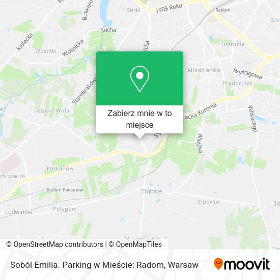 Mapa Soból Emilia. Parking w Mieście: Radom