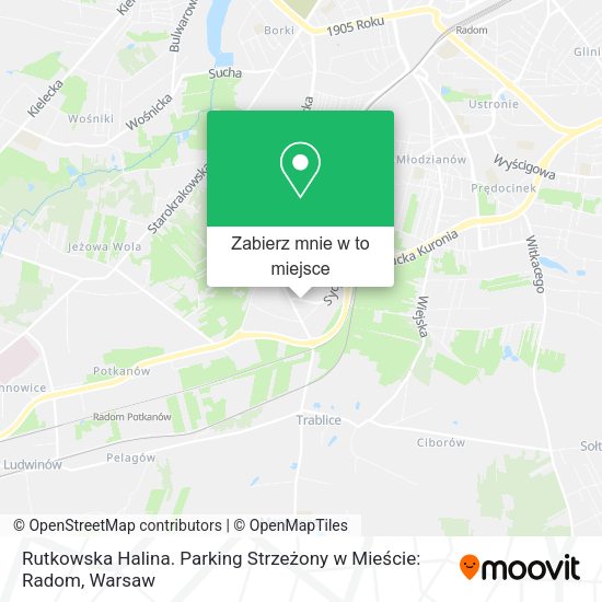 Mapa Rutkowska Halina. Parking Strzeżony w Mieście: Radom