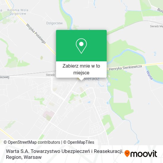 Mapa Warta S.A. Towarzystwo Ubezpieczeń i Reasekuracji. Region