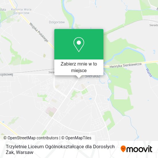 Mapa Trzyletnie Liceum Ogólnokształcące dla Dorosłych Żak